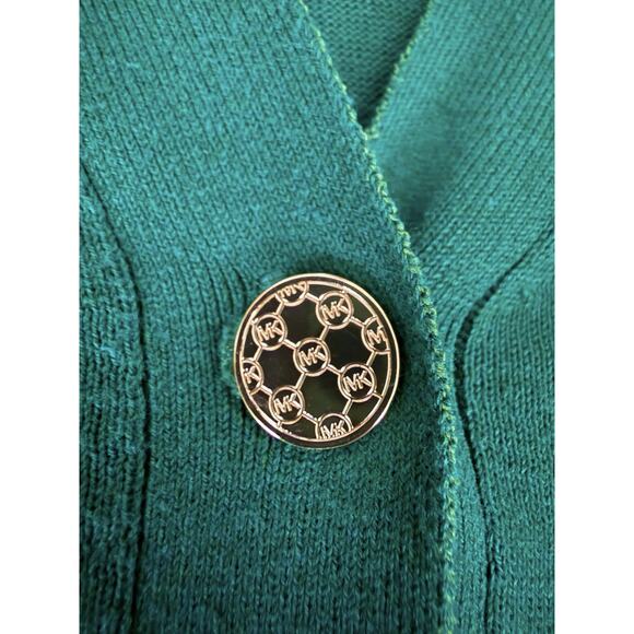 MICHAEL KORS Sweater Women 1X Green Button Up Cotton Blend Stretch Cardigan Mint - Picture 8 of 9